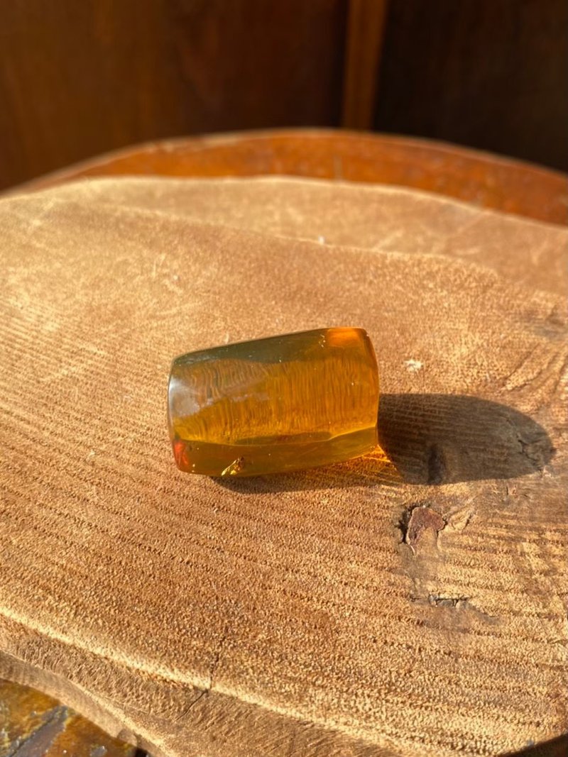 I 時光系列 I 墨西哥天然蟲珀 4.2g - 項鍊 - 半寶石 黃色