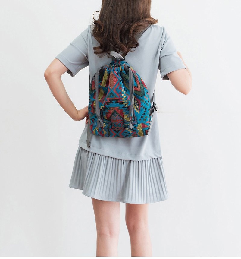 Blue handmade womens backpack girls bags  - 後背包/書包 - 其他材質 多色