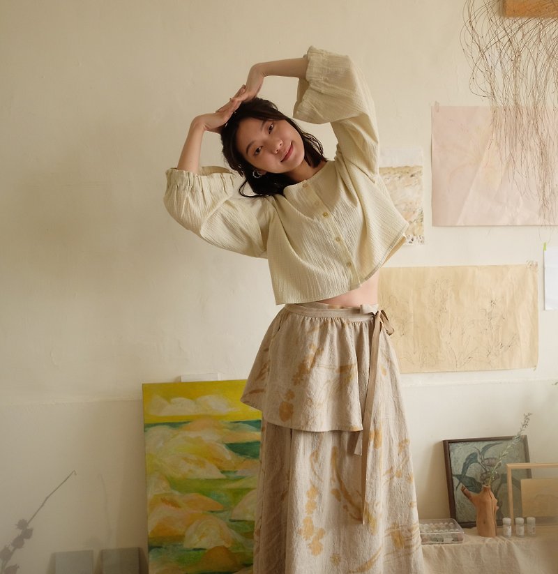 Dianbo Dianbo | Reversible shirts and tops | Small jackets - Women's Tops - Cotton & Hemp Yellow