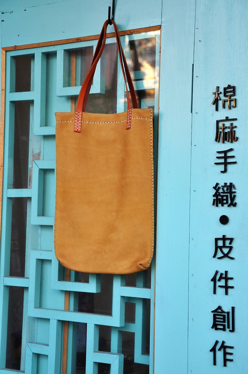 Elegant Wenqing Bago Bull Shoulder Piano Tote Bag-Yellow Brown - Messenger Bags & Sling Bags - Genuine Leather Brown