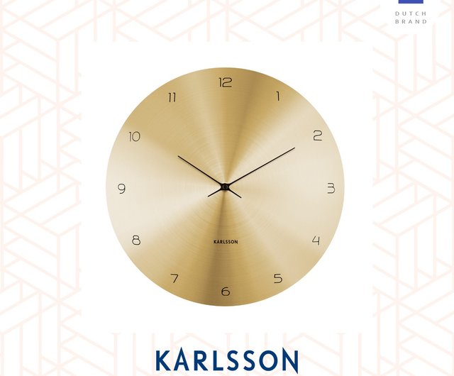 Holland Karlsson, Wall clock 40cm Dome Disc アーチ型薄型ゴールドウォールクロック - ショップ  urlifestyle 時計 - Pinkoi