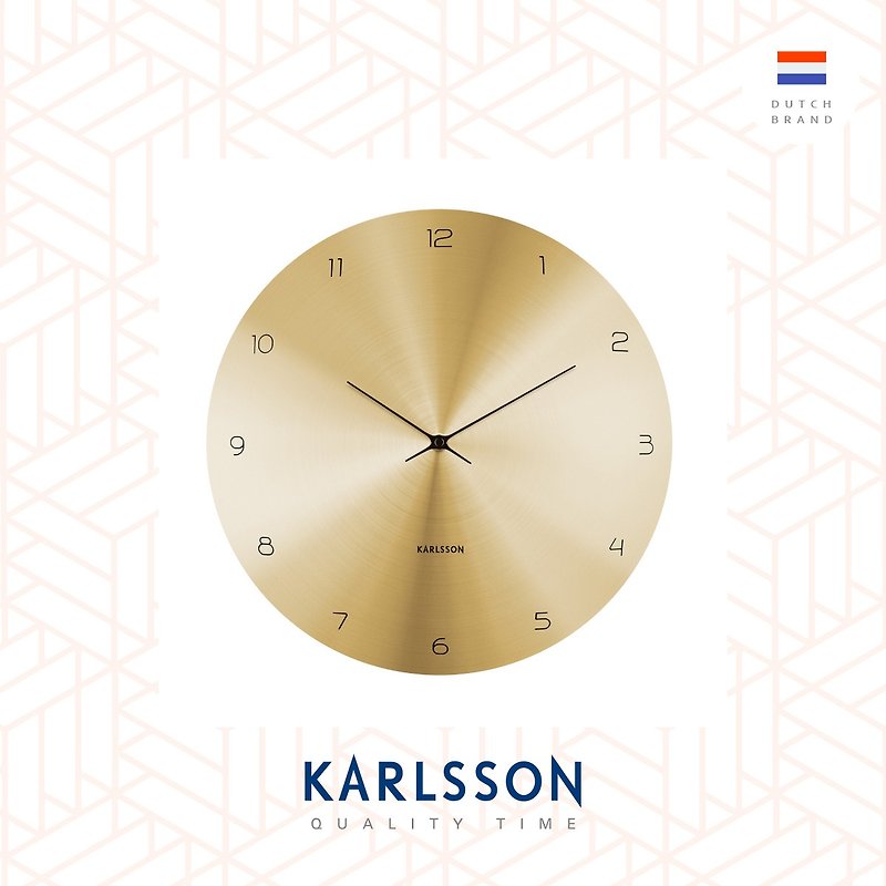 Holland Karlsson, Wall clock 40cm Dome Disc アーチ型薄型ゴールドウォールクロック - 時計 - 金属 ゴールド