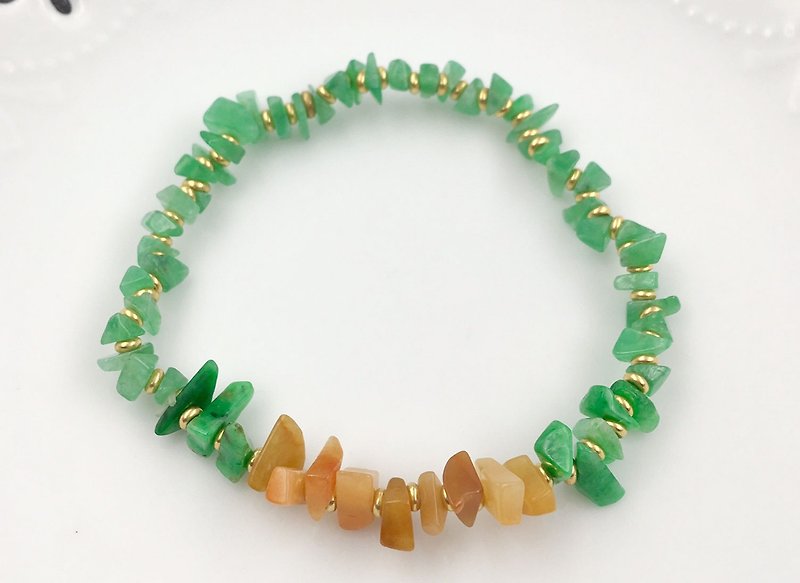 Fruit Green + Honey Jade Sliced Bracelet (Myanmar Jade A) - Bracelets - Gemstone Green