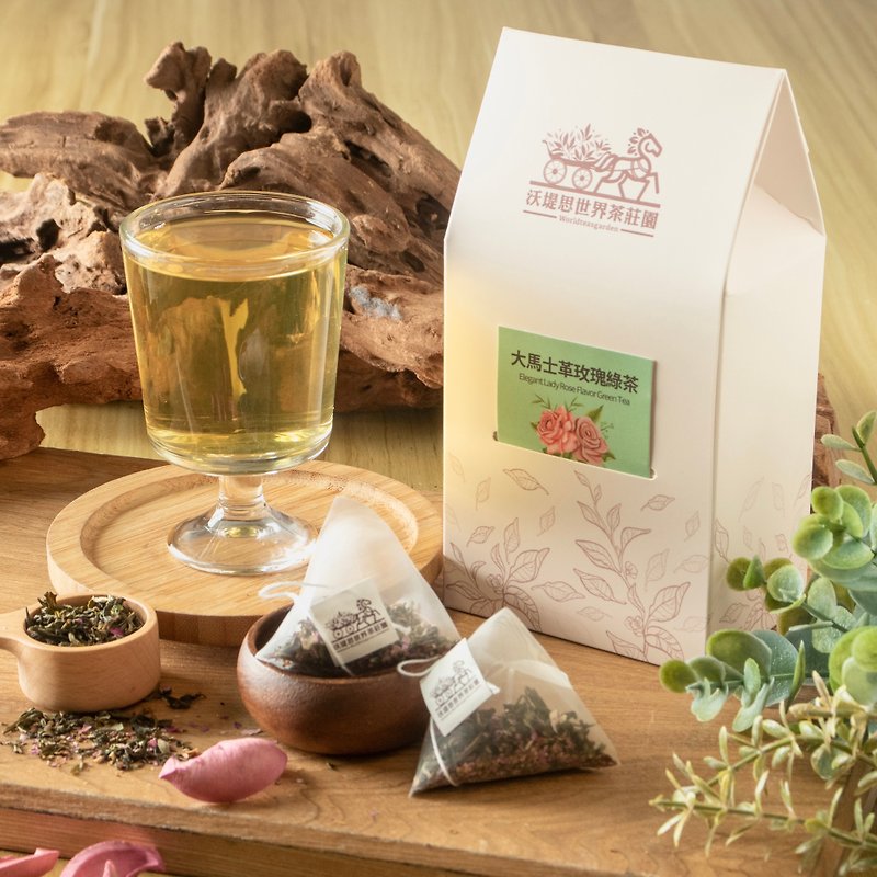 Wotis World Tea Estate-Damascus Rose Green Tea 20 pieces - Tea - Plants & Flowers Khaki
