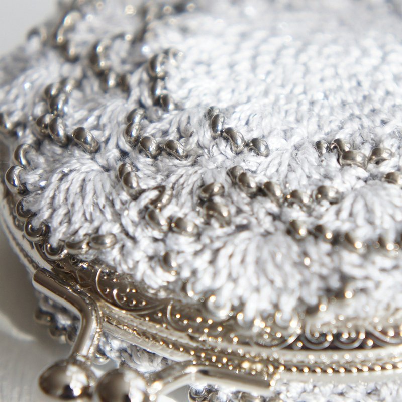 Ba-ba handmade Crochet round pouch  No.C1399 - ポーチ - その他の素材 シルバー