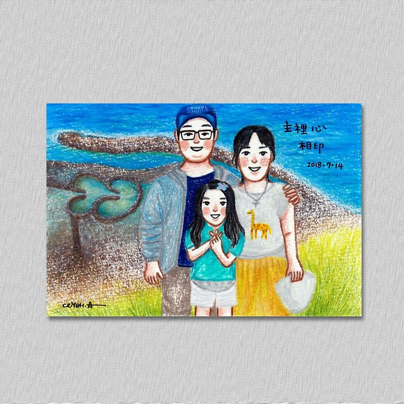 4X6 Warm memories: portraits like portraits (hand-painted - delicate background) - Customized Portraits - Paper White