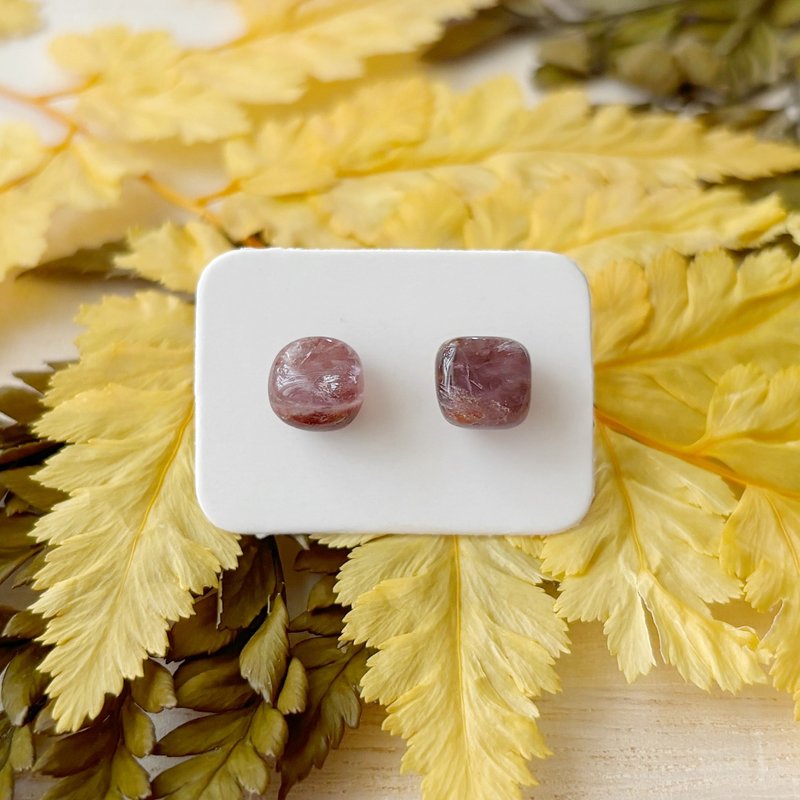 Shiguang-Natural Ore Earrings-Purple Ghost 07 - ต่างหู - เครื่องประดับพลอย สีม่วง