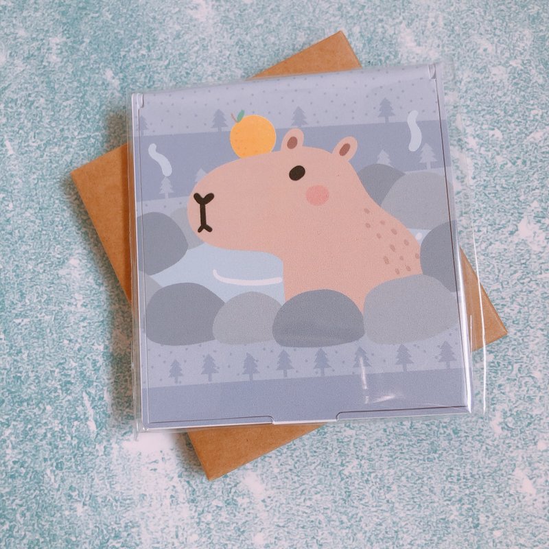 カピバラの木手描き四角鏡 - メイク道具・鏡・ブラシ - プラスチック ホワイト