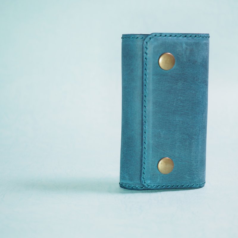 Classic Key Holder - Jean color - Keychains - Genuine Leather Blue