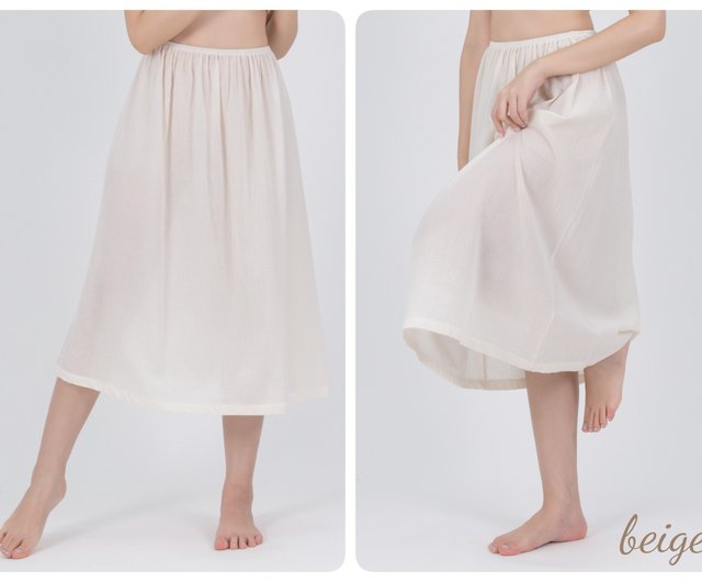 Midi length Slip Skirt Cotton Half Slip Skirt Petticoat Underskirt Shop aleya craft Skirts Pinkoi