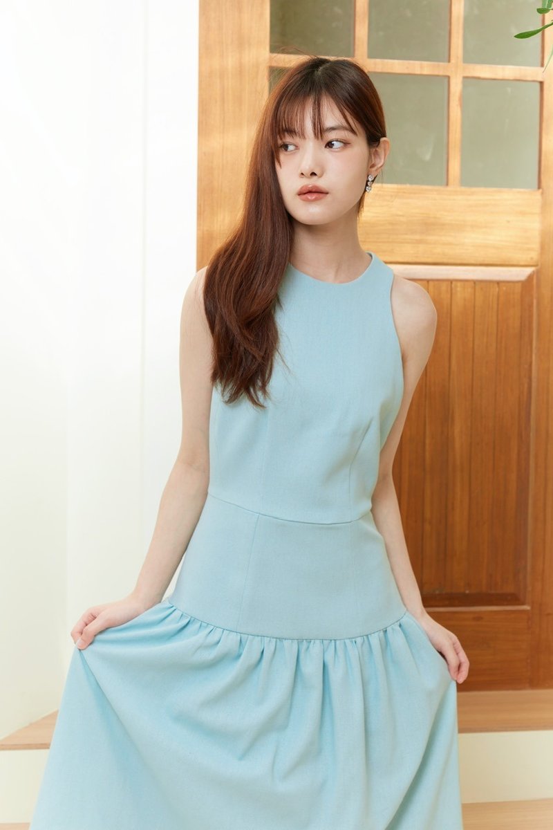 Blue Lily Dress by Klara Love l summer dress, casual dress, bridesmaid - 洋裝/連身裙 - 亞麻 藍色
