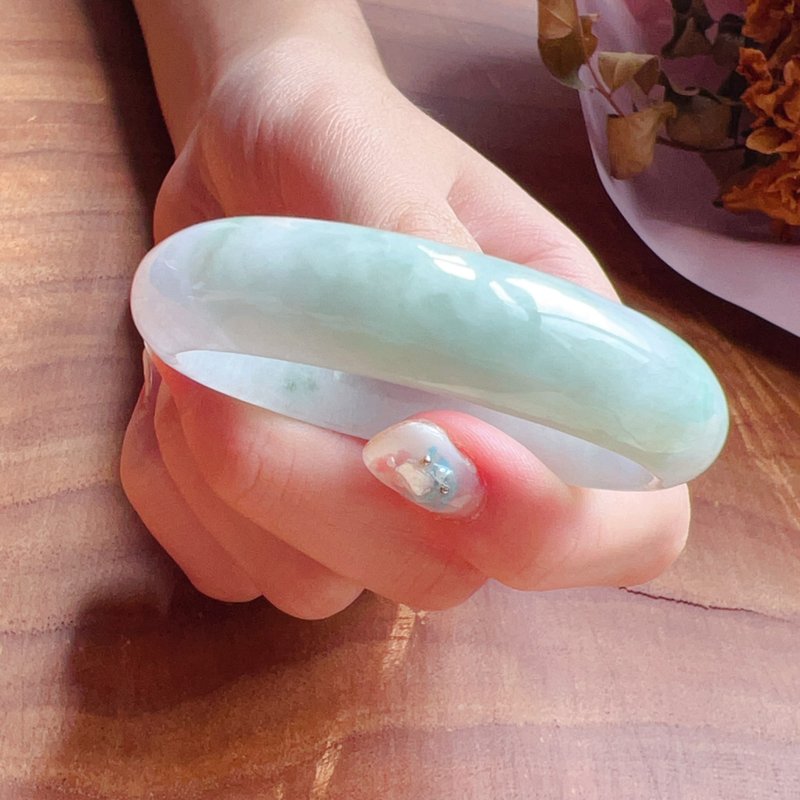飄綠花翡翠手鐲 | 14圍 | 天然緬甸玉A貨翡翠 | 送禮 - 手鍊/手環 - 玉石 多色
