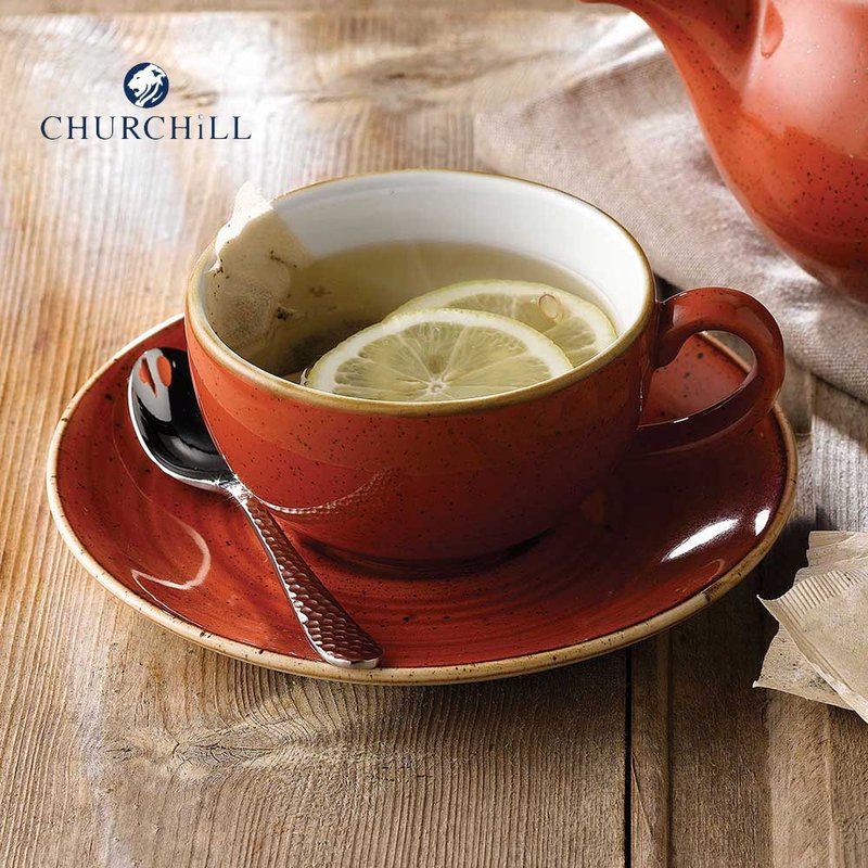 英國Churchill STONECAST點藏系列彩橘色360ml杯盤組(12盎司) - 咖啡杯/馬克杯 - 瓷 橘色