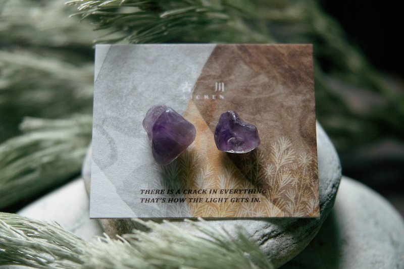 CRACK | Mineral earrings | EARRINGS - ต่างหู - คริสตัล สีม่วง
