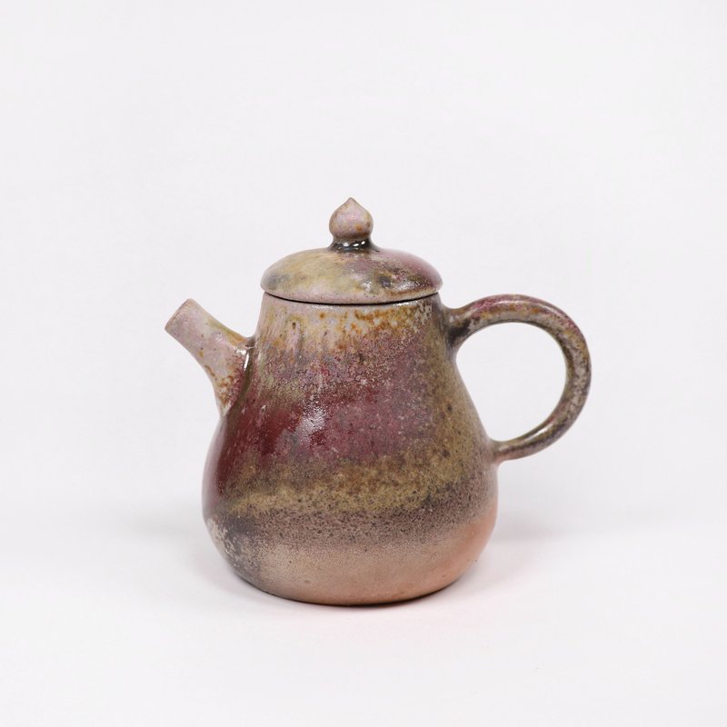 明芽窯 l 柴燒銅紅落灰葫蘆壺 茶壺 陶壺 陶器 陶藝品 H3 - 茶壺/茶杯/茶具 - 陶 多色