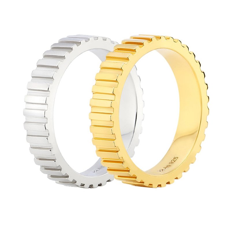 TIME COGWHEEL WIDE RING - แหวนทั่วไป - เงินแท้ 