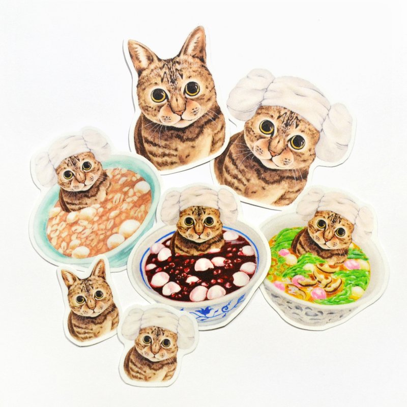 Leaflet Matte Waterproof Sticker-Tabby Cat Series - สติกเกอร์ - พลาสติก หลากหลายสี