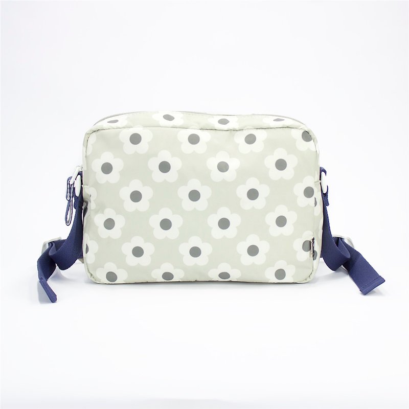 Ra Eco-friendly Super Light Waterproof Floral Cross Shoulder bag (Grey Dicots) - Messenger Bags & Sling Bags - Polyester Gray