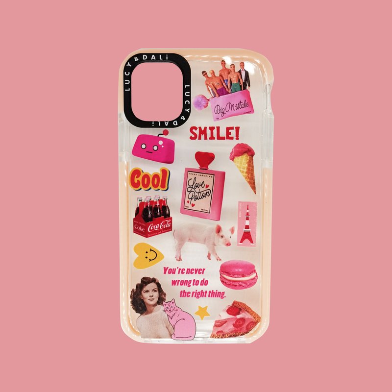 iphoneX蘋果防摔手機殼 smile復古拼貼畫 iPhone 14 13 12 pro - 手機殼/手機套 - 其他材質 多色