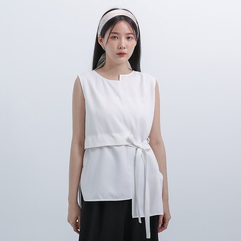 [Classic Original] Gede_Gothic Cutting Vest_CLT017_White - Women's Vests - Polyester White