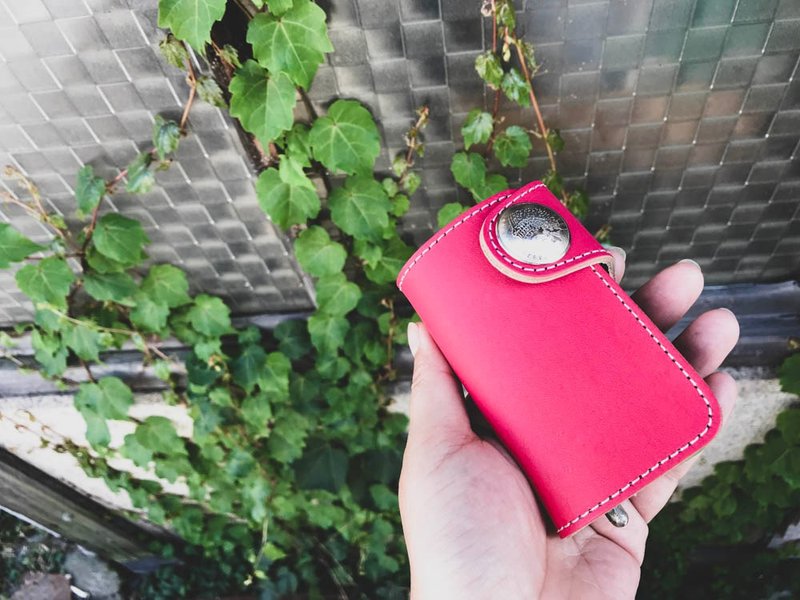 TWOFOLD　一年中クリスマスポップ　ツーフォルドキーケース　カードポケットあり　TFK-RG-WSi - 鑰匙圈/鑰匙包 - 真皮 紅色