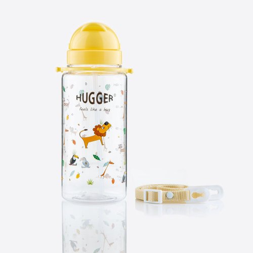 HUGGER HUGGER 兒童吸管水壺 550ml Tritan 附背帶可拆 馬達加斯加/獅子