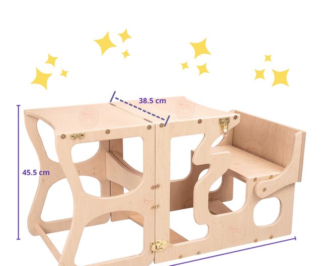 Step stool with back Montessori tower Children table the Learning tower -  Shop WoodAndHearts Kids' Furniture - Pinkoi