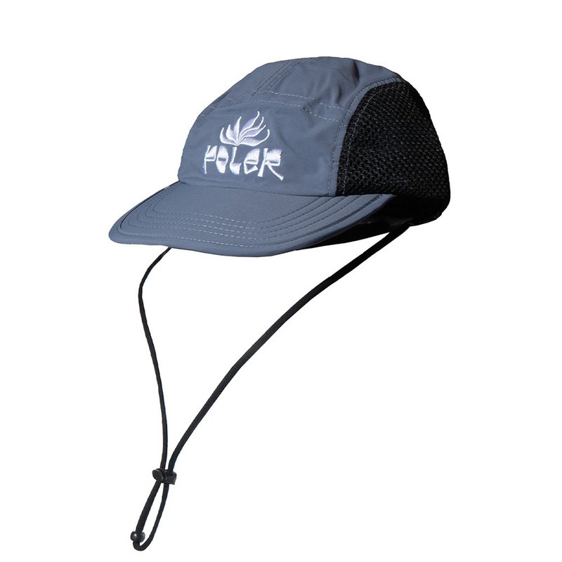 日本限定 POLER 2WAY DRAWCORD SURF CAP 防曬透氣五片帽 黑灰色 - 帽子 - 其他材質 灰色