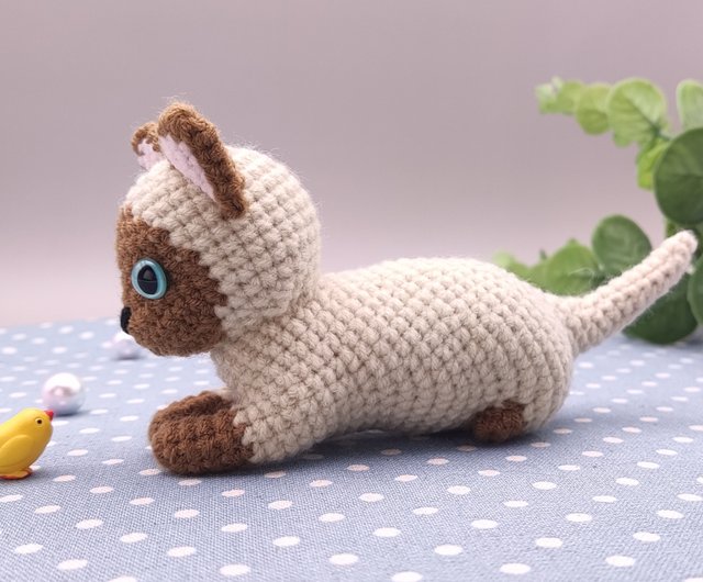 愛嬌があるシャム猫ちゃん ぬいぐるみ ハンドメイド 羊毛フェルト 海外