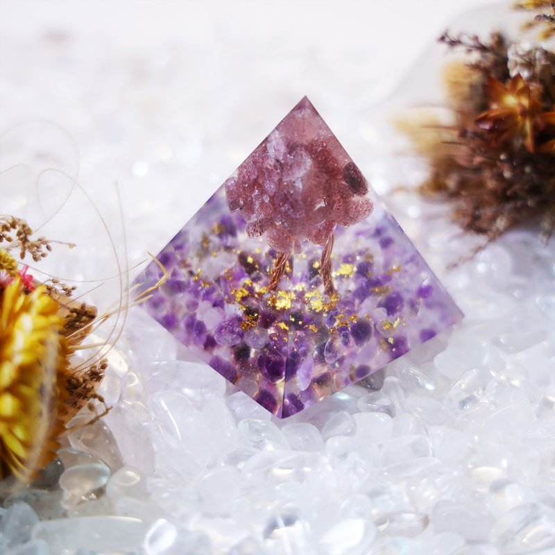 金字塔奧根塔Orgonite奧剛生命之樹脈輪靈性冥想能量草莓晶紫水晶 - 其他 - 樹脂 