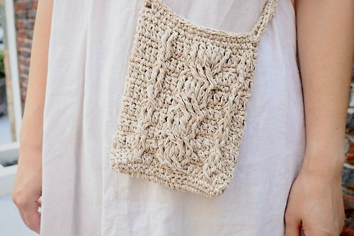 minibobi 手工編織包-麻花編織小包/側背包/編織包/旅行小包