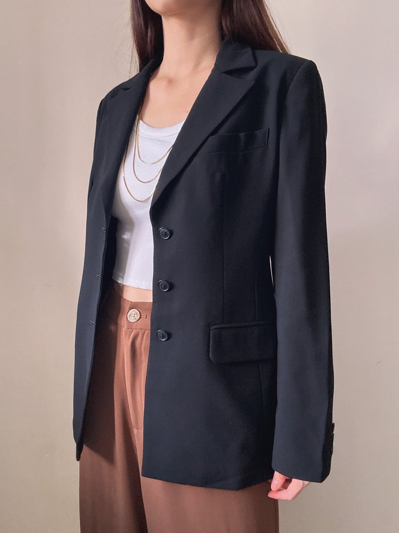 春夏秋可穿 LANVIN 日本製西裝外套 西裝褸 羊毛透氣外套 復古 - 女西裝外套 - 羊毛 黑色