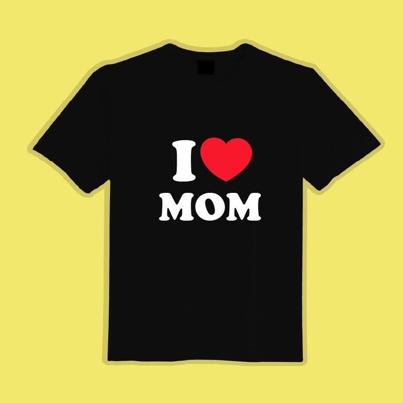 I LOVE MOM cultural and creative clothing T-shirt black T children's clothing short-sleeved pure cotton moisture-wicking cool clothing - Men's T-Shirts & Tops - Cotton & Hemp Multicolor