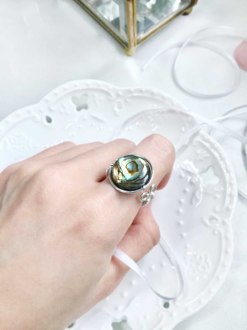 Abalone shell woven ring - แหวนทั่วไป - เครื่องเพชรพลอย สีเงิน