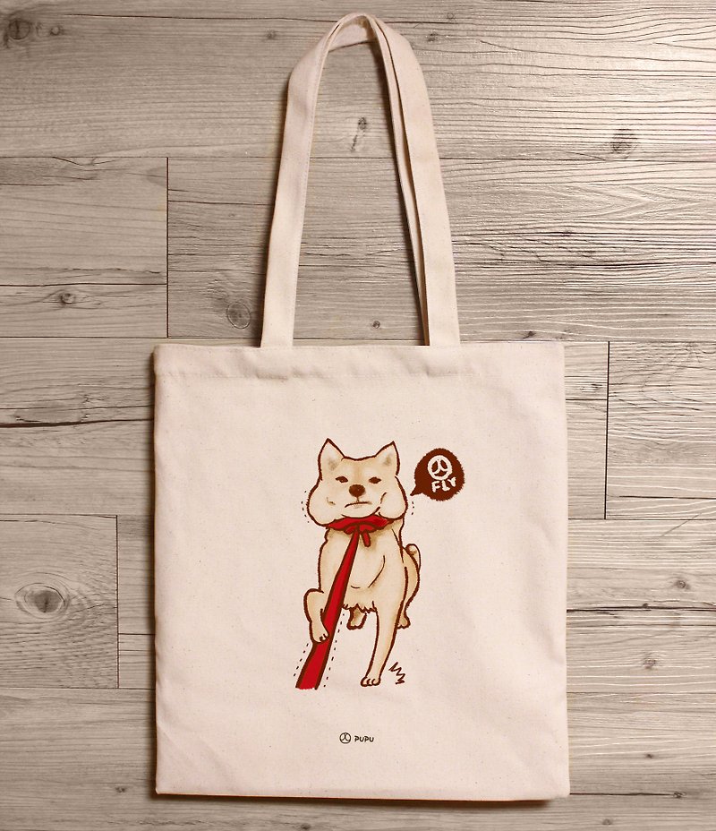 Shiba Inu-Drawstring---Shoulder Canvas Bag-Taiwan-made Cotton Linen-Bag-Fly Planet - Messenger Bags & Sling Bags - Cotton & Hemp 