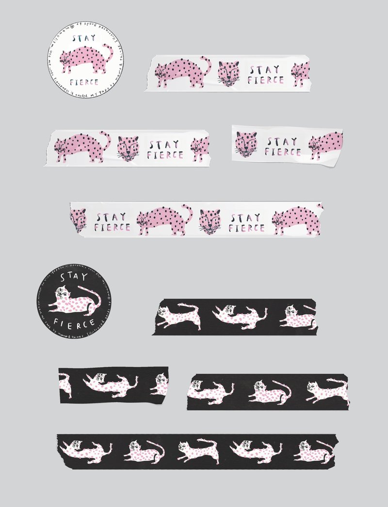 2 MT Tapes Fierce Tigers : 2 colors, black and white - มาสกิ้งเทป - กระดาษ หลากหลายสี