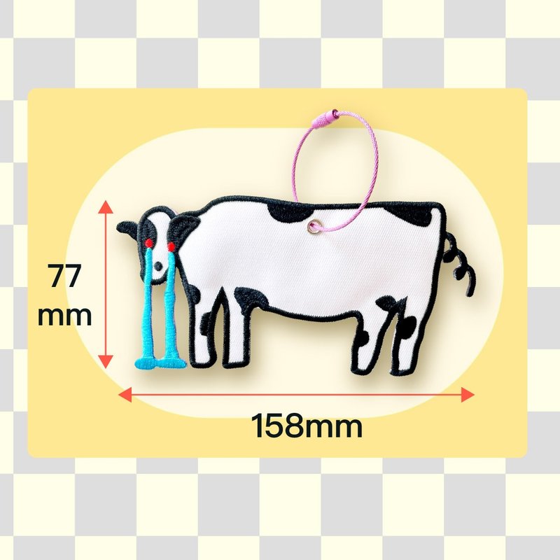 Huge embroidered pendant | Crying Cow - Knitting, Embroidery, Felted Wool & Sewing - Thread White