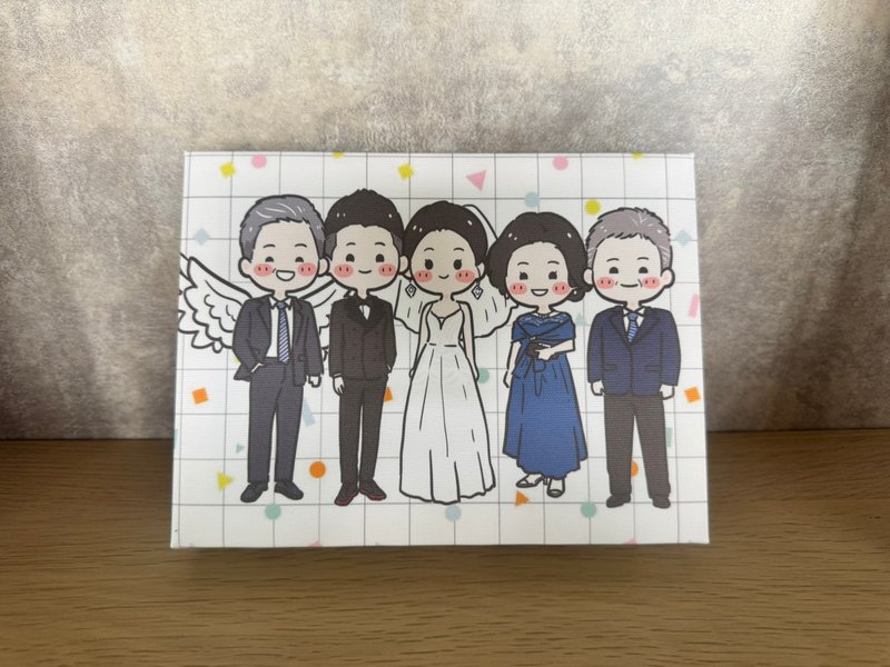 親人用翅膀出席婚禮 Q版客製無框畫 結婚紀念 翅膀造型溫柔守護 - 擺飾/家飾品 - 其他材質 咖啡色