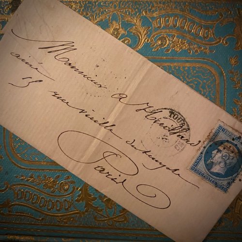 19 世紀のフランスの手書きのアンティーク手紙（郵便料金付き