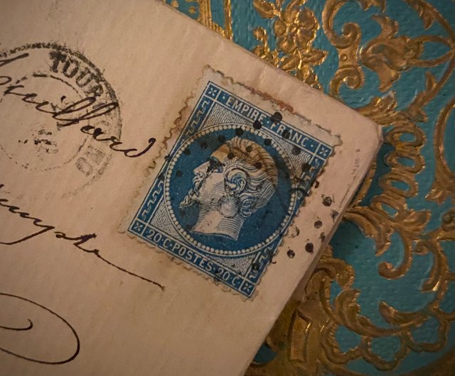19 世紀のフランスの手書きのアンティーク手紙（郵便料金付き