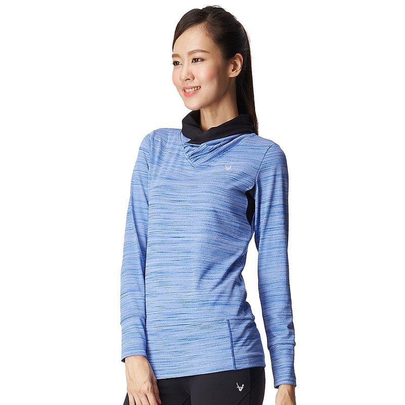 [] MACACA satin shell Long Love T - BTT3281 sapphire (jogging / fitness / light movement) - Women's Yoga Apparel - Polyester Blue
