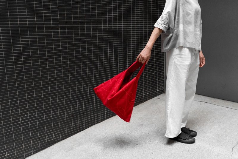 triangle bag (L) / root - 手提包/手提袋 - 棉．麻 紅色