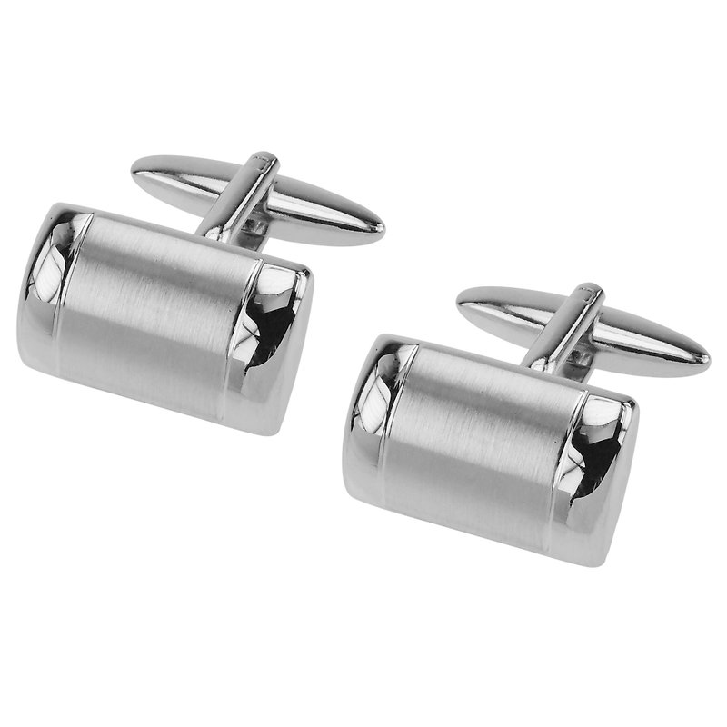 Half Cylinder Silver 2 Tone Cufflinks - Cuff Links - Other Metals Silver