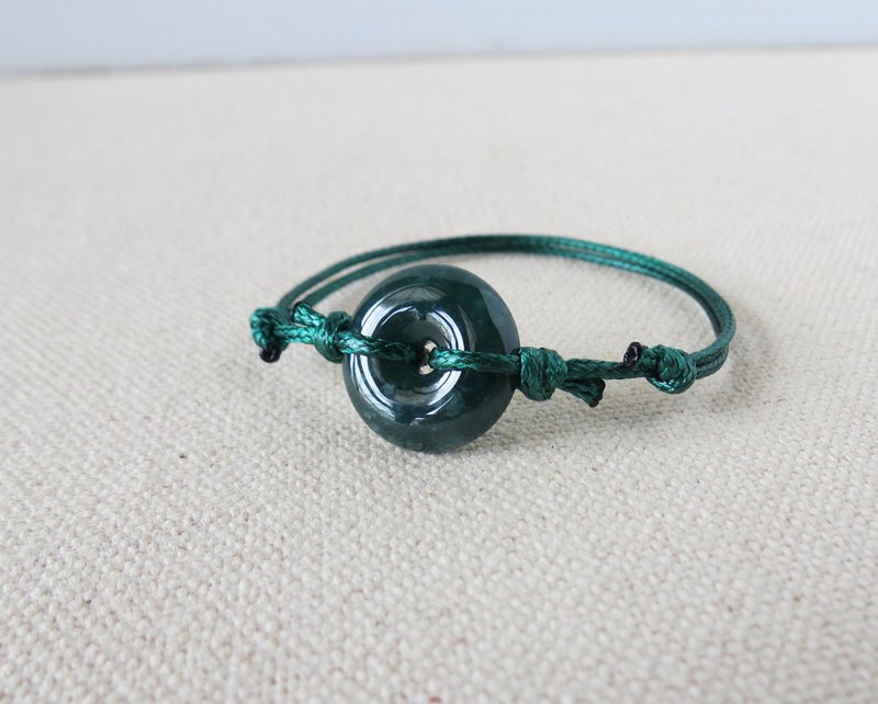 [Peace and good luck] Ping An Jade Korean Wax Thread Bracelet*AA15*Lucky and safe - สร้อยข้อมือ - เครื่องเพชรพลอย หลากหลายสี