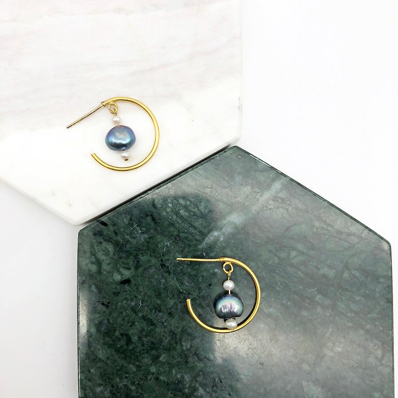 Minimalism - Pearls 14kgf Earrings  【Wedding】【  Mothers Day Gift】 - Earrings & Clip-ons - Gemstone Multicolor