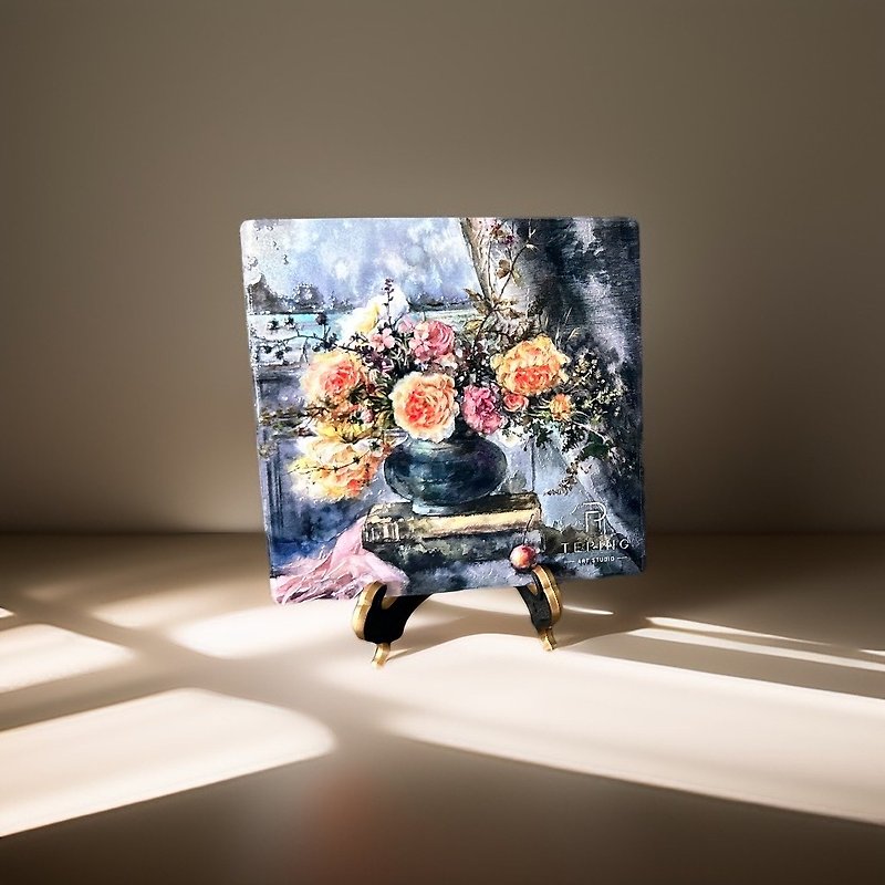 | 林德平藝術家 | 吸水陶瓷杯墊 / 花卉系列 (編號03) - 杯墊 - 陶 