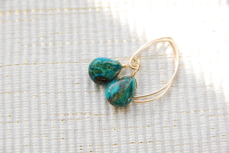 Blue Opal Marquis Hook Earrings B (14 kgf) - Earrings & Clip-ons - Gemstone Blue