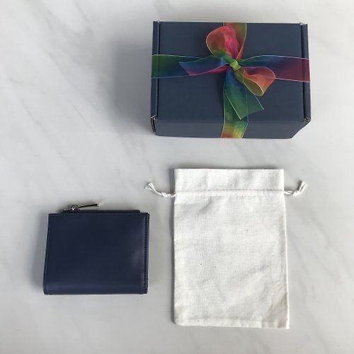 our-zest 短夾包 真皮皮夾 Minimal Slim wallet Blue Rainbow
