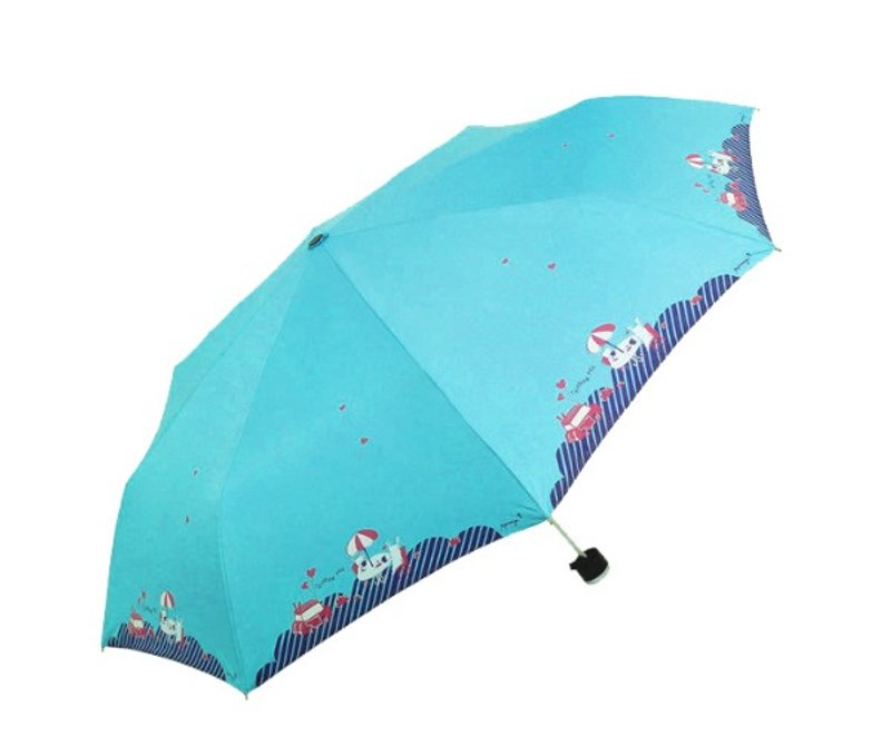 <Puputraga> Love afternoon tea waiting / anti-UV rain or shine dual-use umbrellas / light blue - Umbrellas & Rain Gear - Waterproof Material Blue