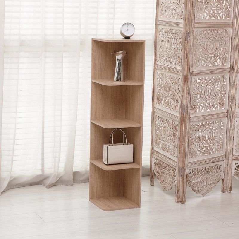 MIT Japanese simple four-story corner storage cabinet - ชั้นวางหนังสือ - ไม้ สีกากี